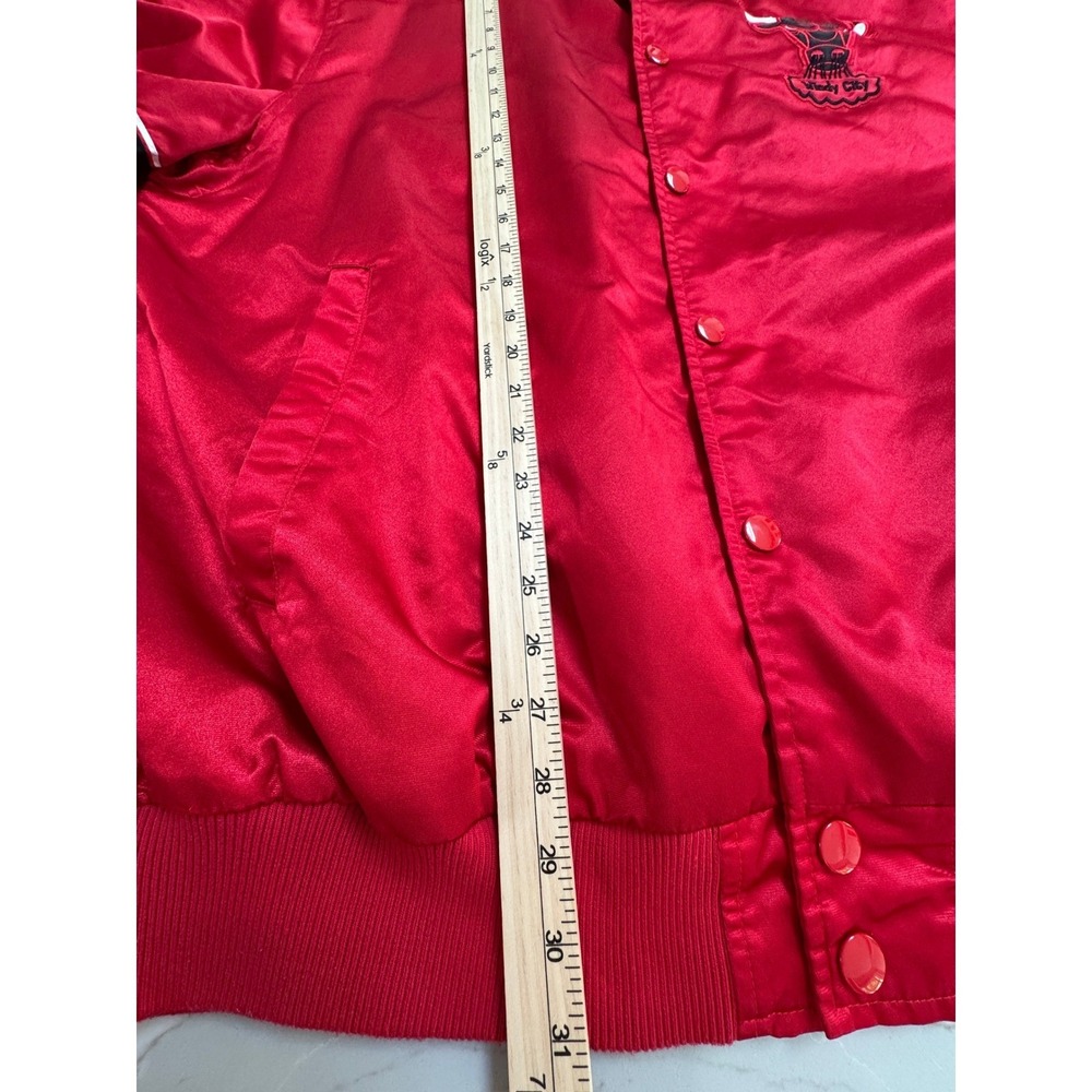 Chicago Bulls Starter Jacket Mens XXL Red Satin Varsity Snap Button Windy City - Picture 7 of 14